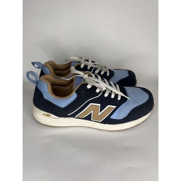 New Balance Blue Suede Synthetic Steel Toe Slip Resistant Shoes Men Sz 10.5M US - Picture 1 of 15